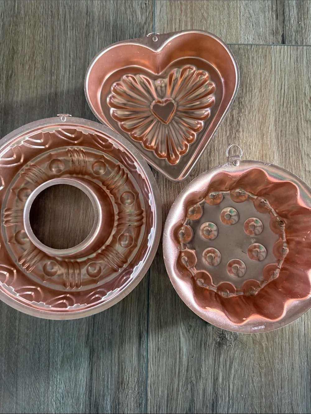 Set of 3 Vintage Copper-Tone Decorative Jelly Molds